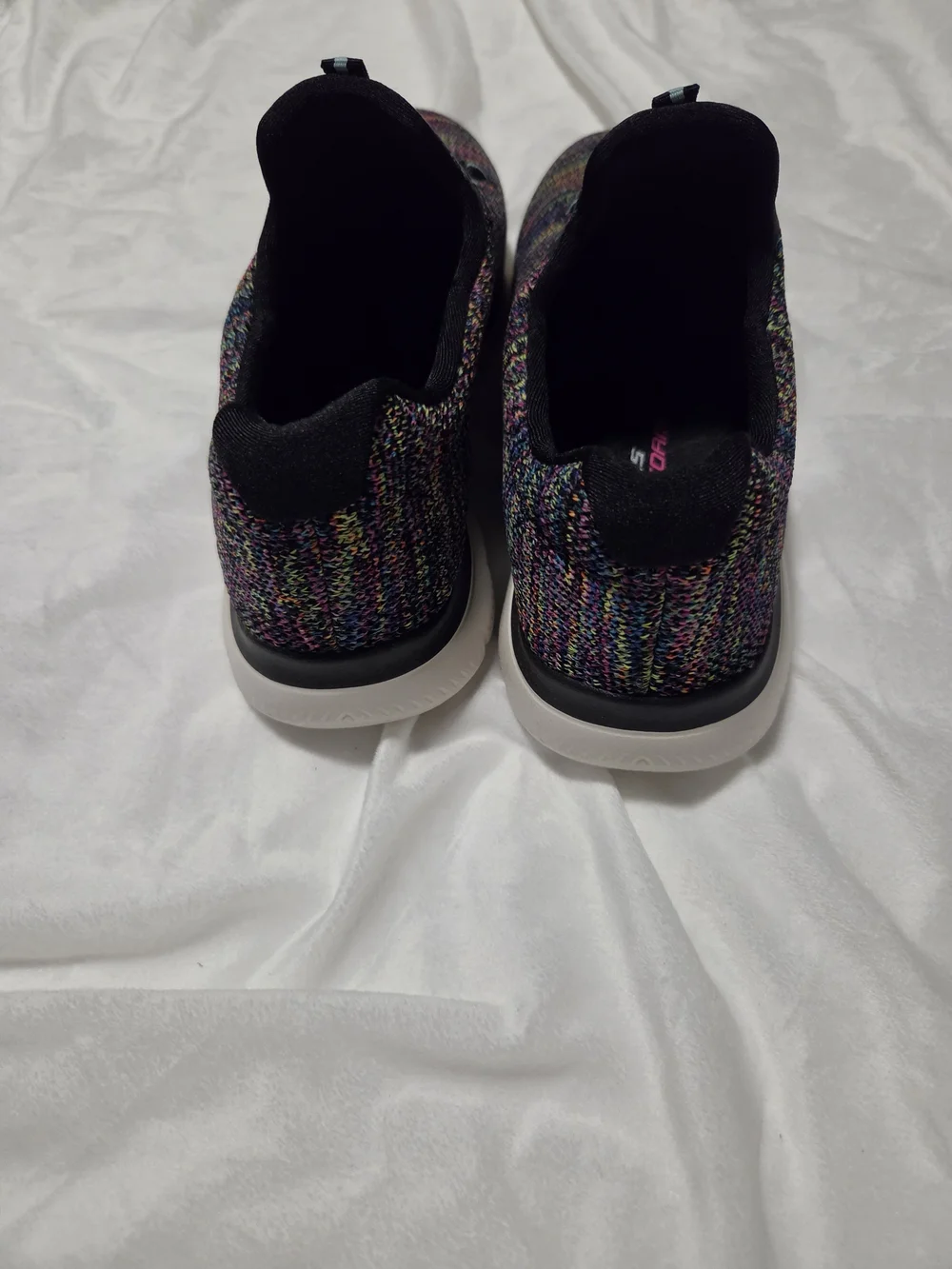 Skechers Women's Black Multi-Color Knit Slip-On Sneakers